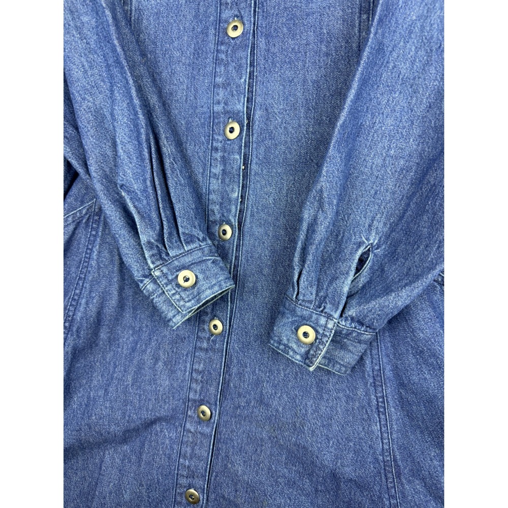 Together Vintage Denim Maxi Shirt Dress Blue Long Sleeve Button Front Size 8 - Picture 5 of 7
